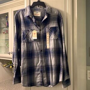 NWT URBAN PIPELINE LARGE BLUE/ GREY FLANNEL SHIRT